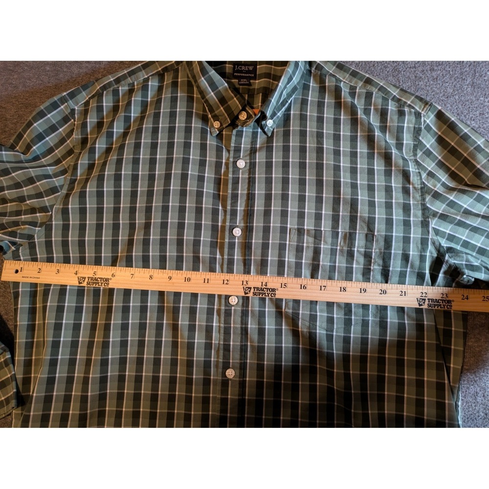 J. Crew Men's Shirt Green Plaid Performance Slim Untucked Button Down Size XXL - Picture 3 of 9
